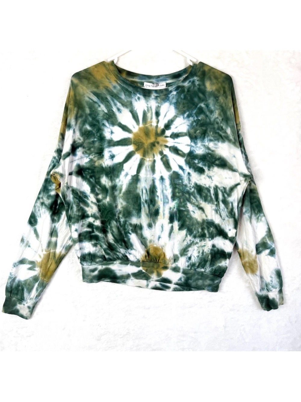 Young Fabulous & Broke Green and Yellow Tie-Dye Pullover Sweatshirt size M